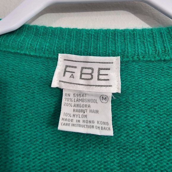Vintage Fabe Solid Green Lambswool/Angora Blend Cardigan - Picture 3 of 3